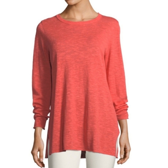 Eileen Fisher Tops - Eileen Fisher Cotton Linen Blend Coral Tunic Long Sleeve Top Size S Oversized